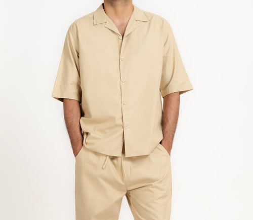 Men's Plain Cuban Collar Shirt