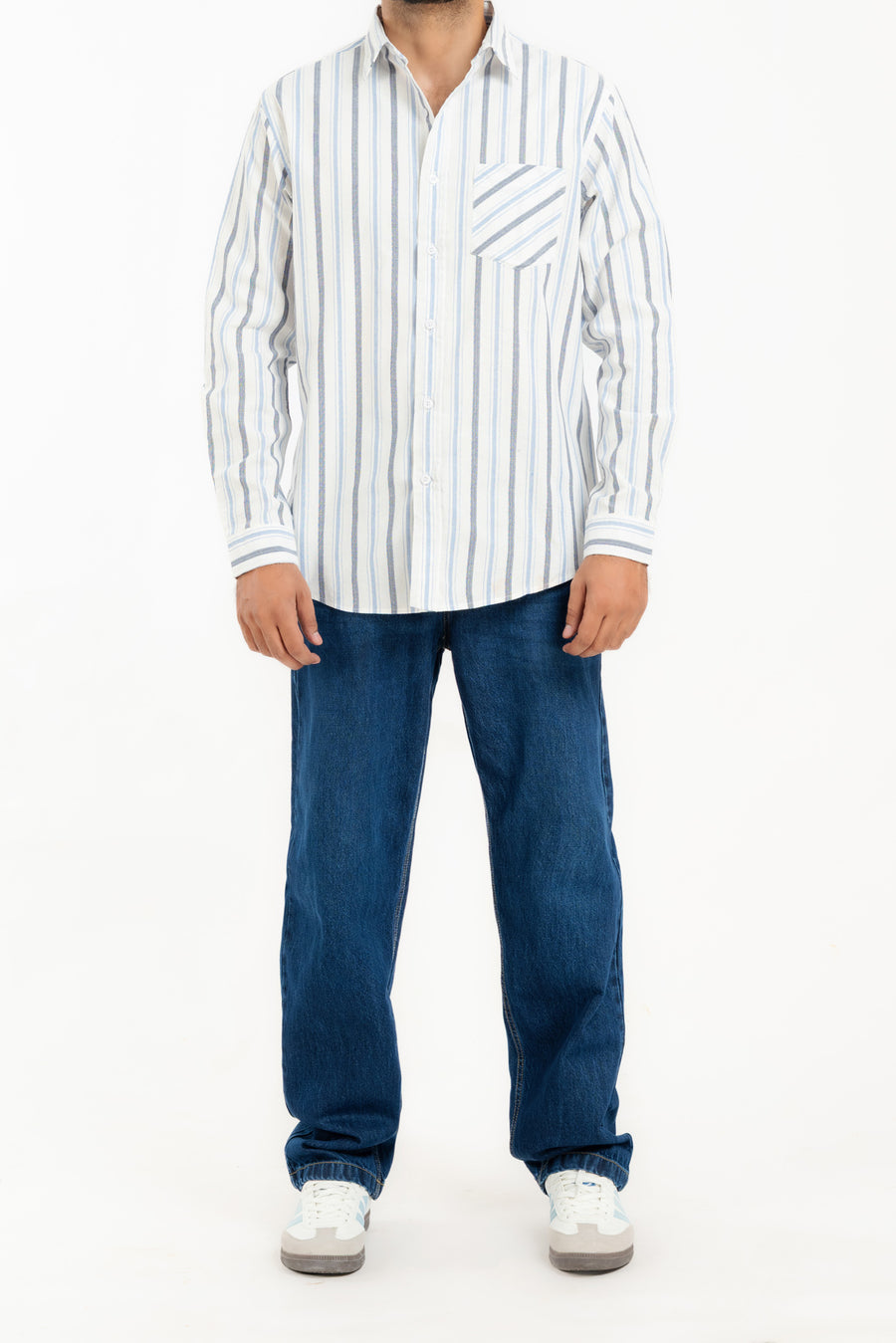 Casual, Men, Strips, front pocket, Full Sleeves