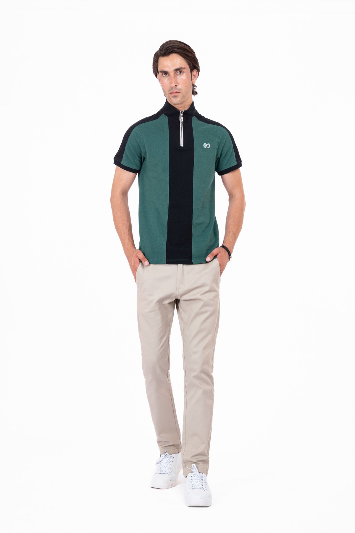 Men Vertical Panelled Polo Shirt