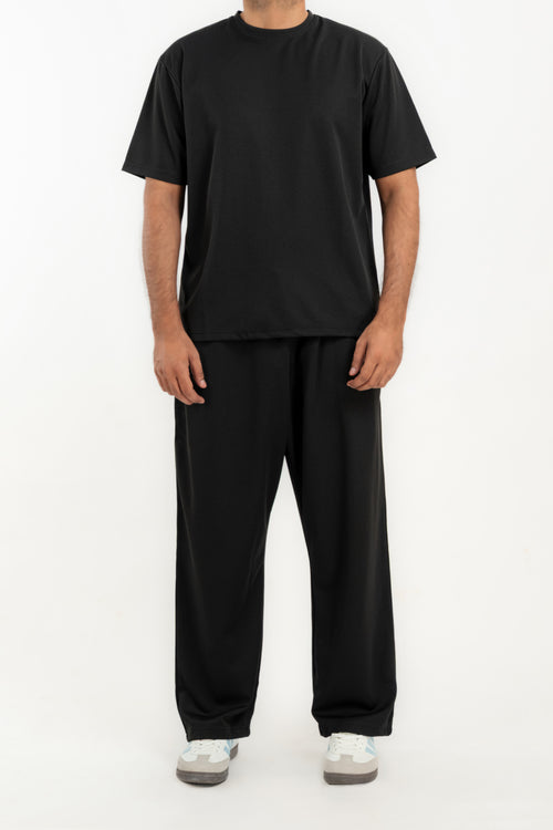 Men's Textured Black T-Shirt