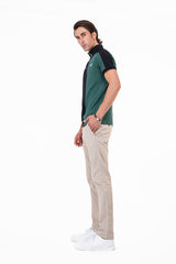 Men Vertical Panelled Polo Shirt