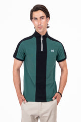 Men Vertical Panelled Polo Shirt