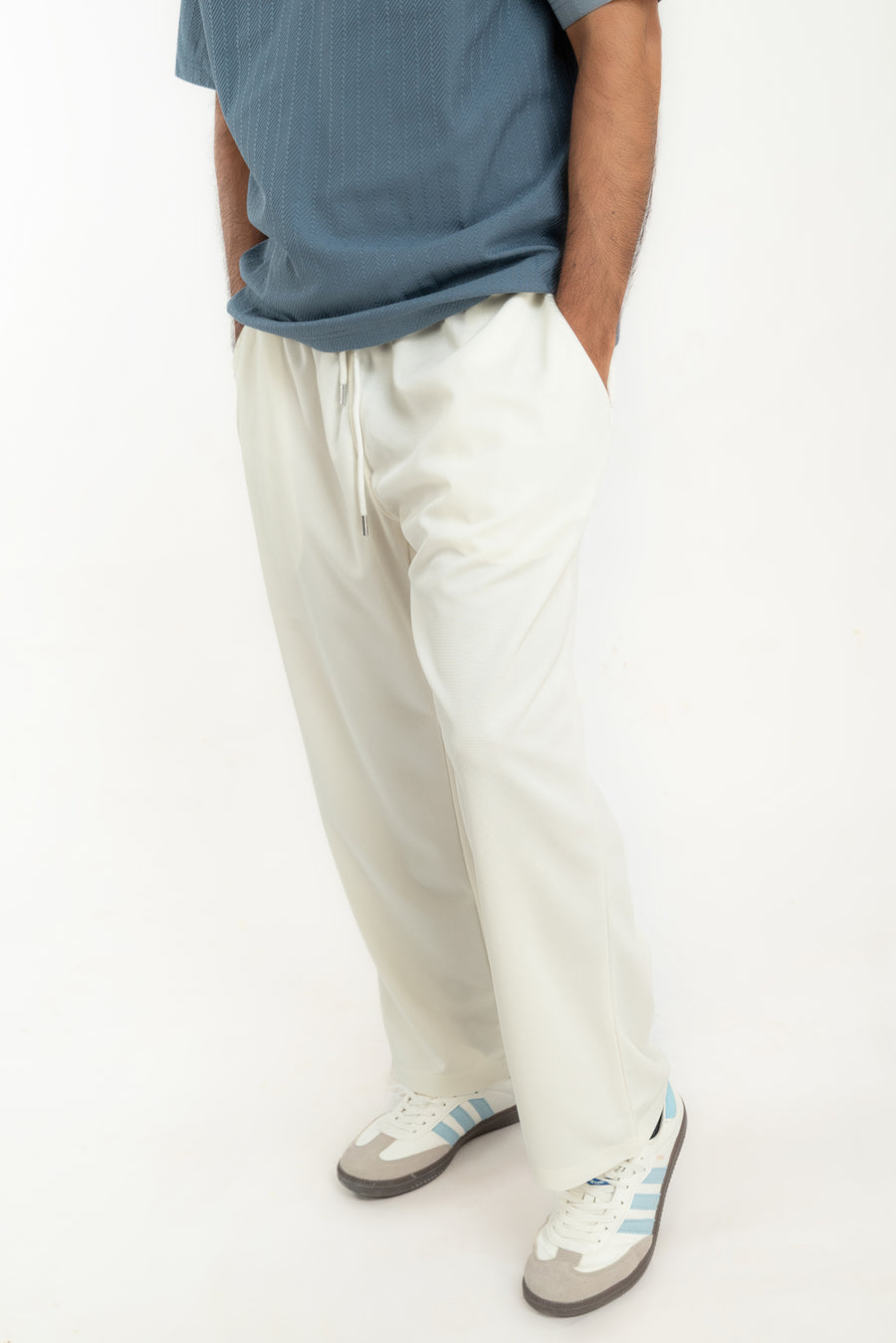 Men's Textured Wide Leg Trouser
