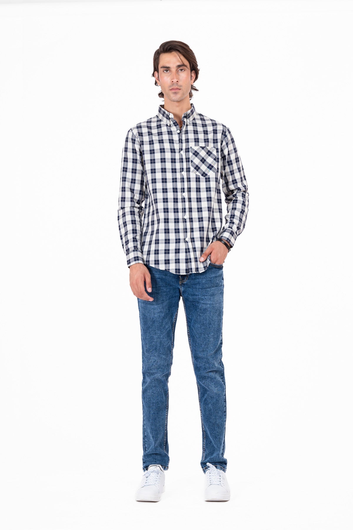 Window Pane Checked Casual Shirt