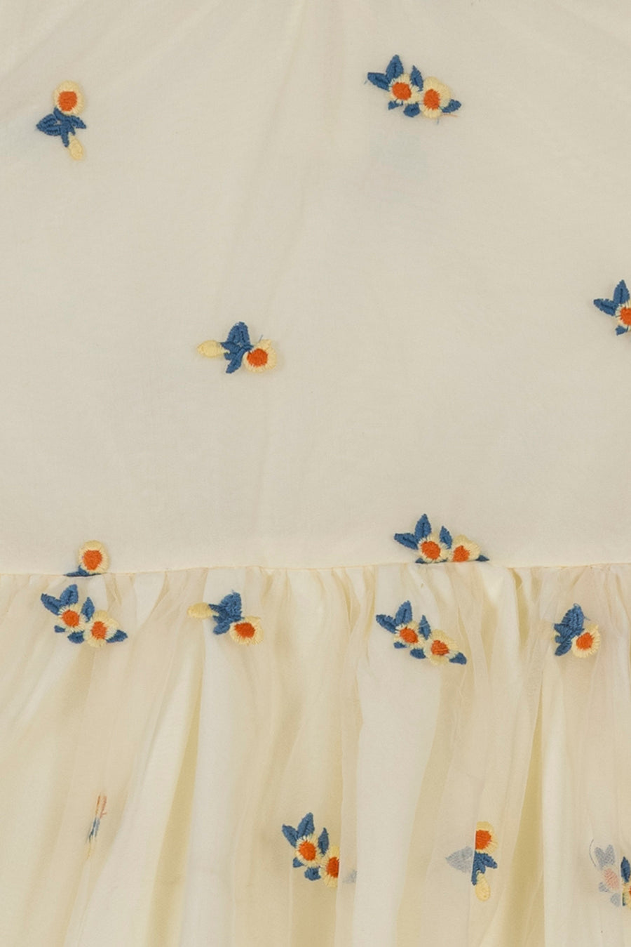 Butter Cream Floral Girl's Net Frock