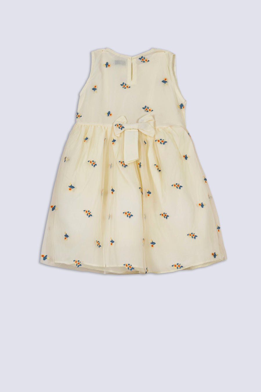 Butter Cream Floral Girl's Net Frock