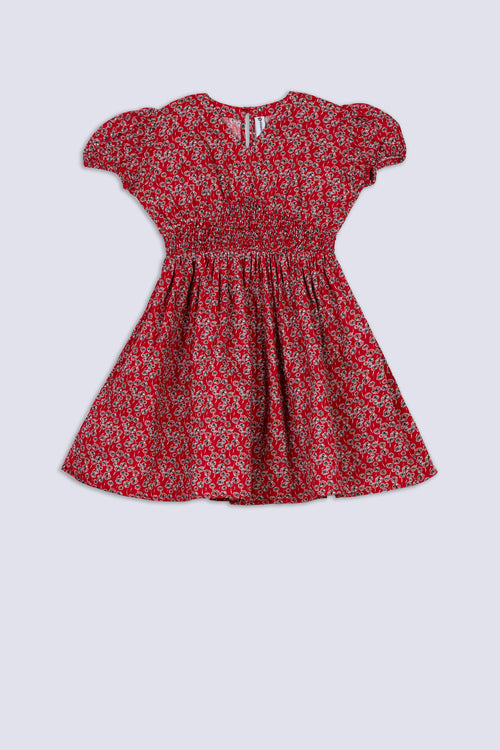 Scarlet Petal Puff Sleeve Girl's Top