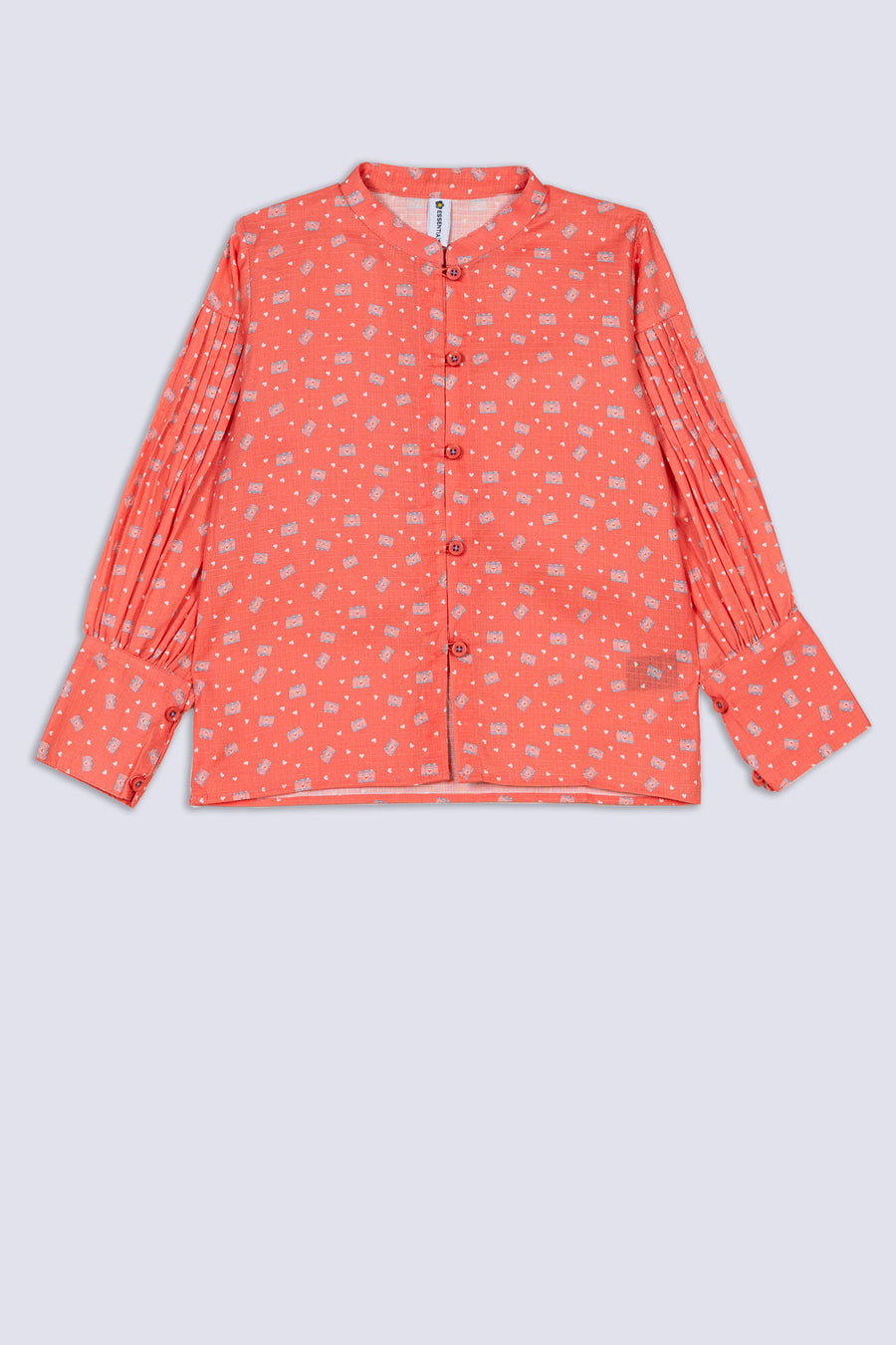 Pleat Pop Button-Up Girl's Top