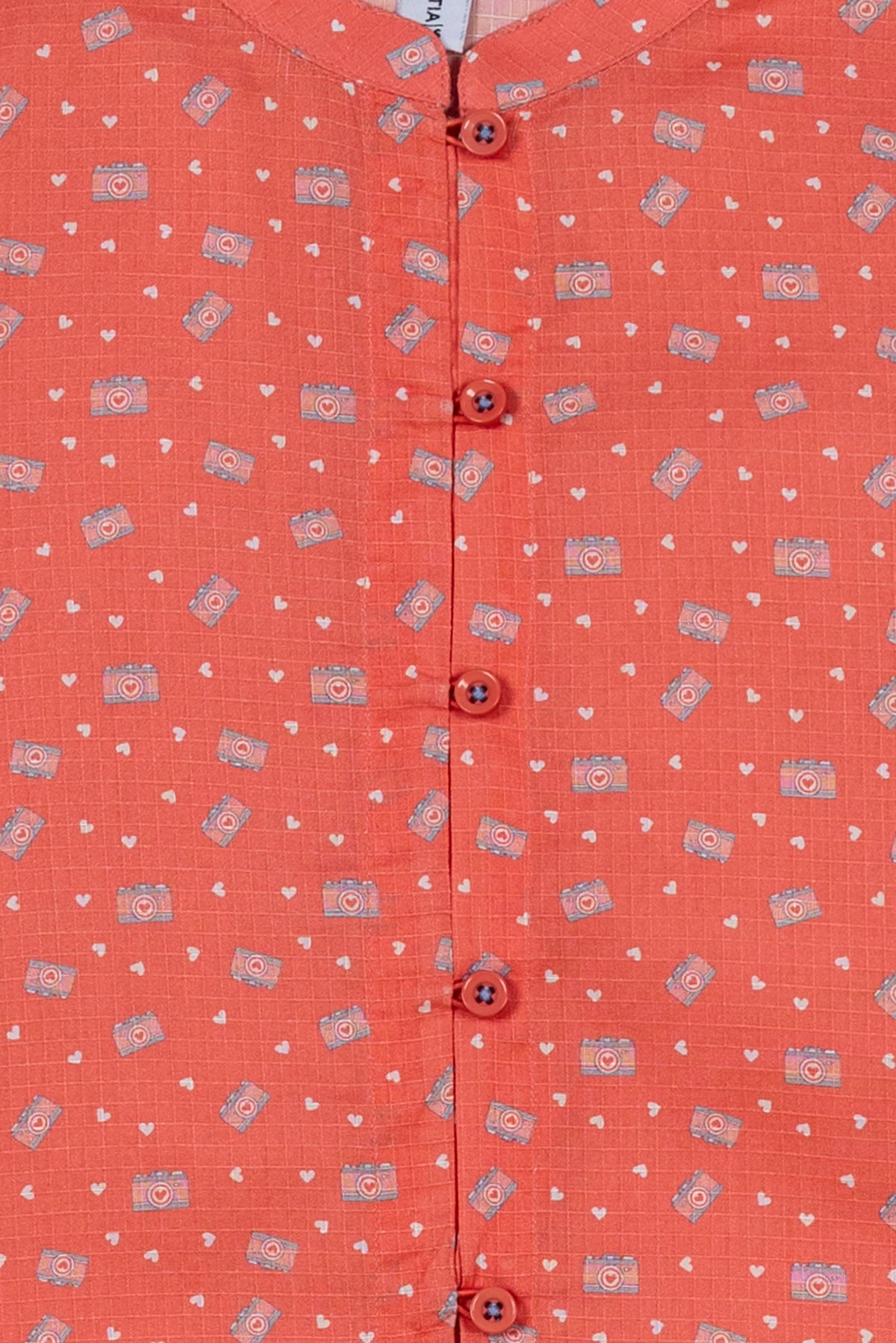 Pleat Pop Button-Up Girl's Top