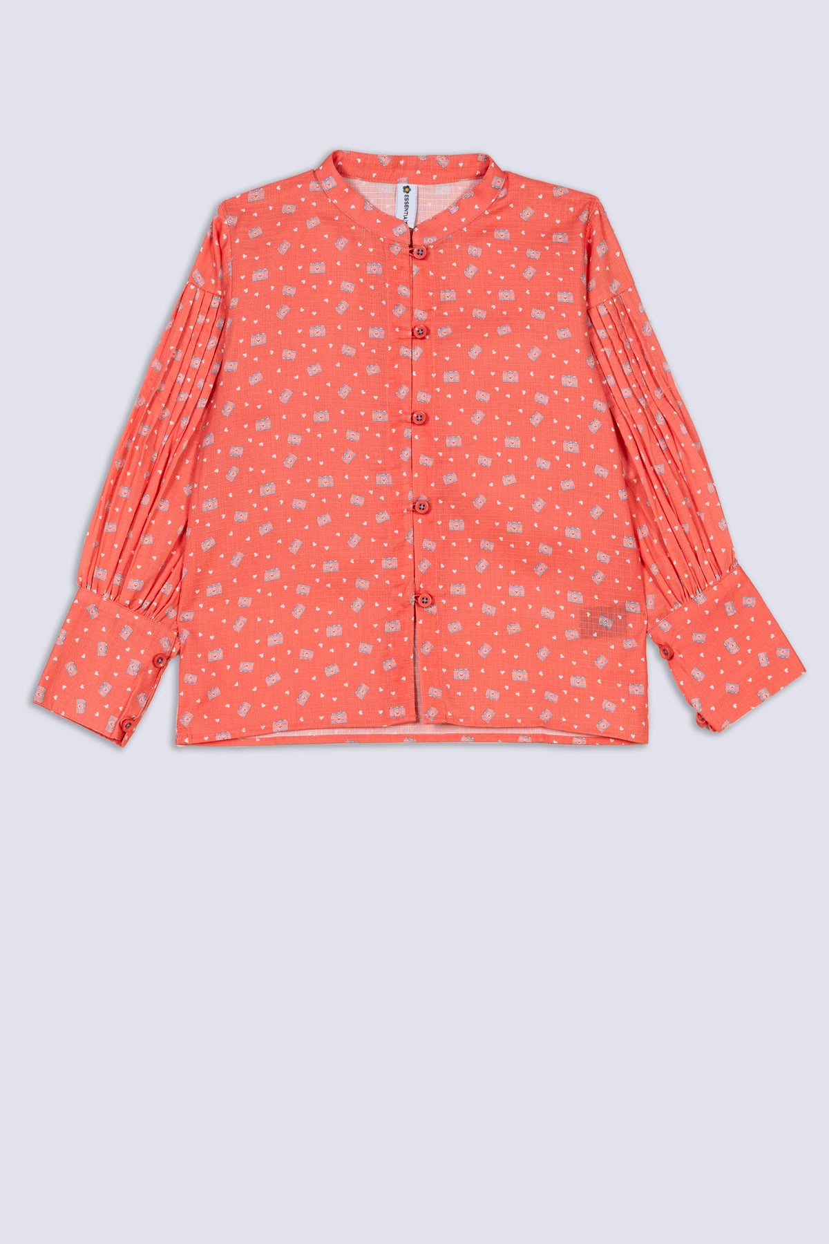 Pleat Pop Button-Up Girl's Top