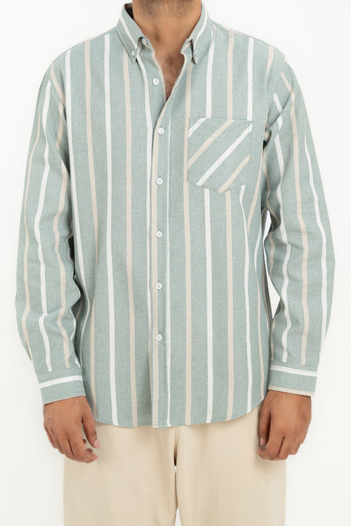 Men's Stripe Oxford Casual Shirt