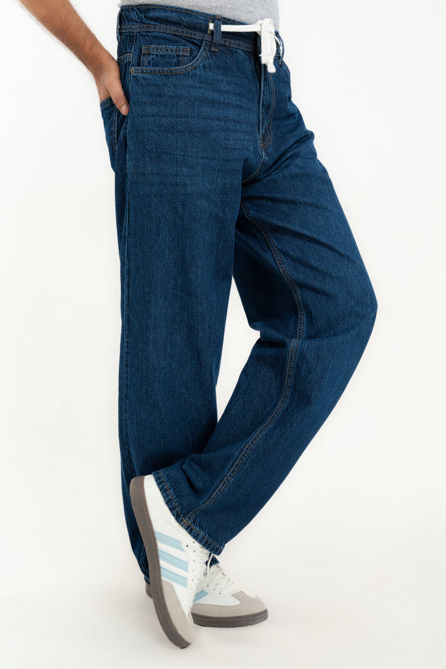 Men's Baggy Drawstring Denim Pant