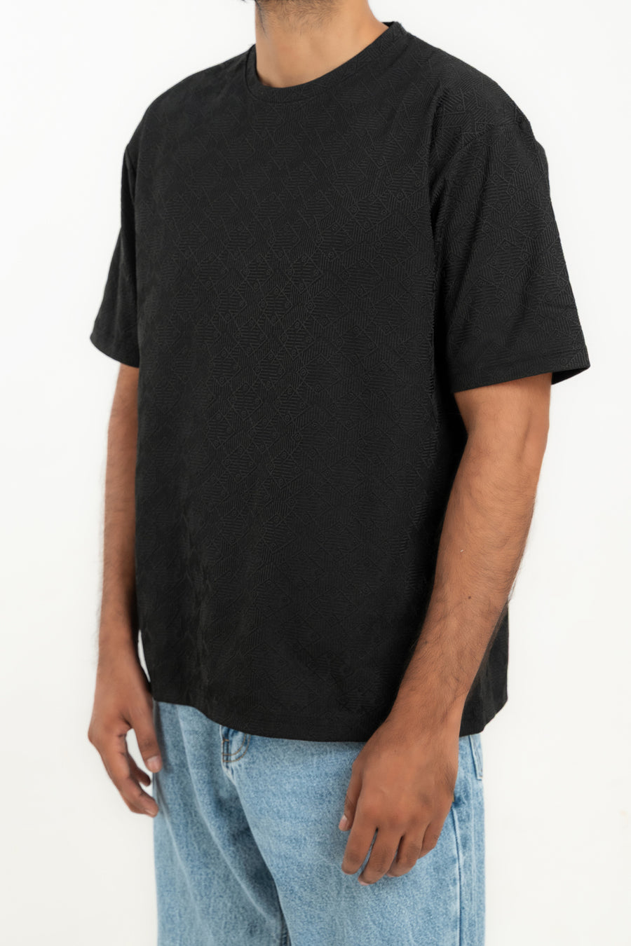 Men's Textured Monogram Oversized T-Shirt