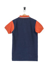 Rust & Blue Panelled Boy Polo Shirt