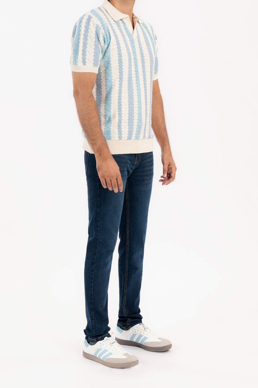 Men's Coastal Stripe Knit Polo Shirt