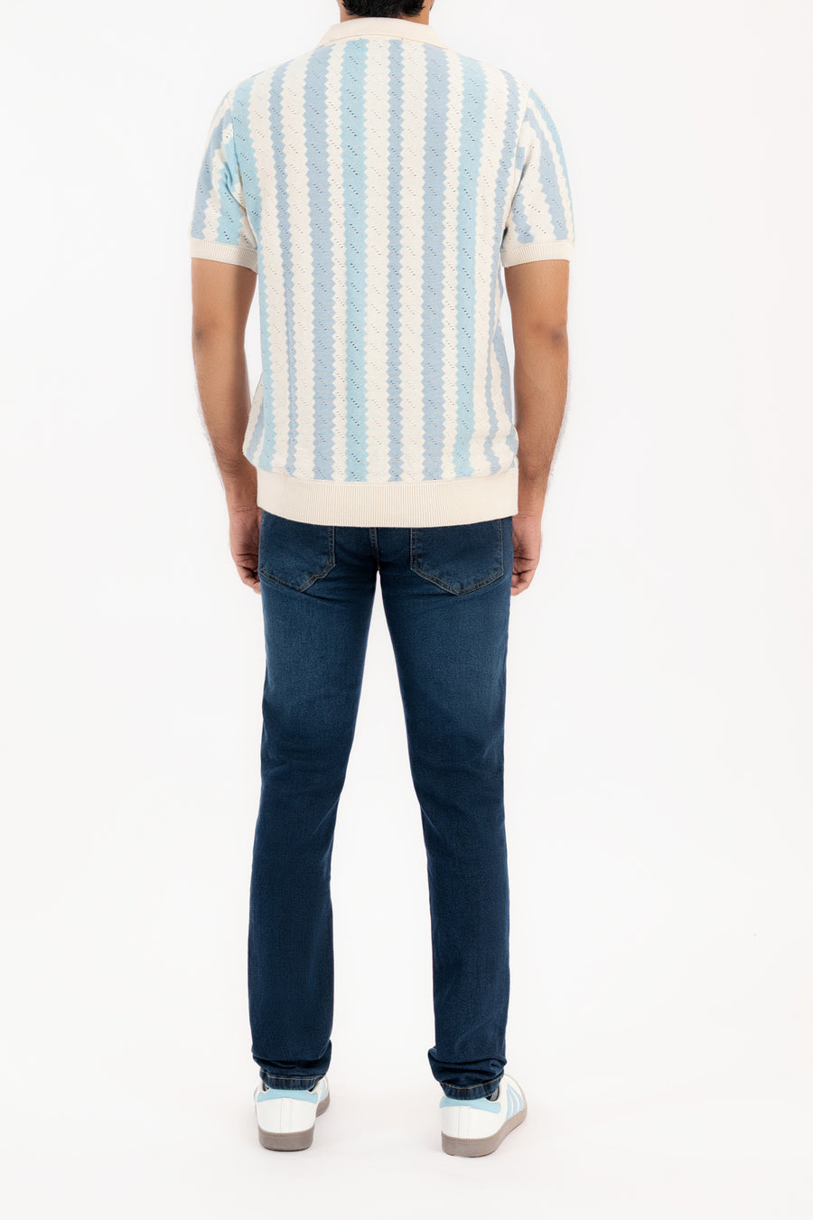 Men's Coastal Stripe Knit Polo Shirt