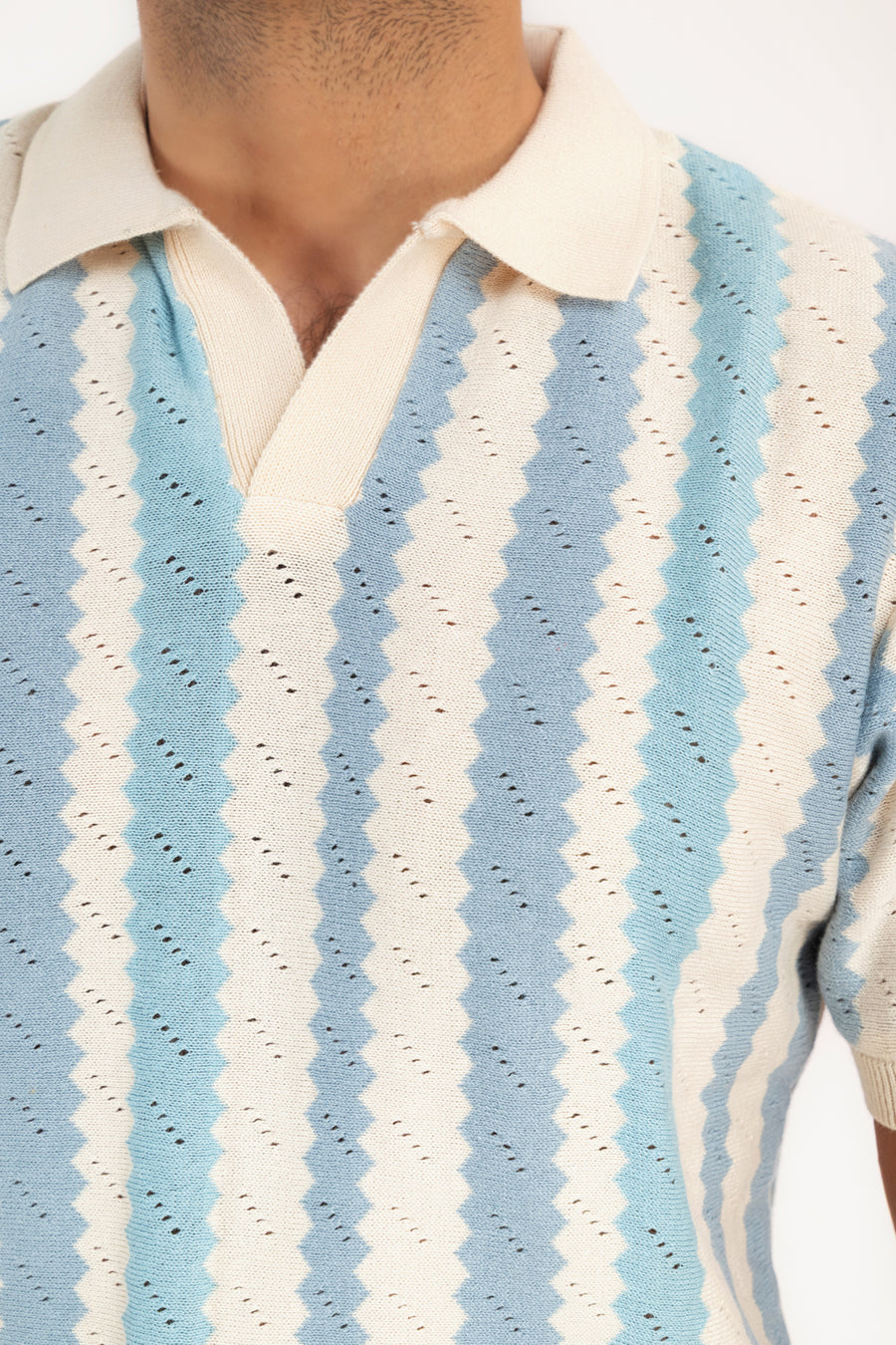 Men's Coastal Stripe Knit Polo Shirt