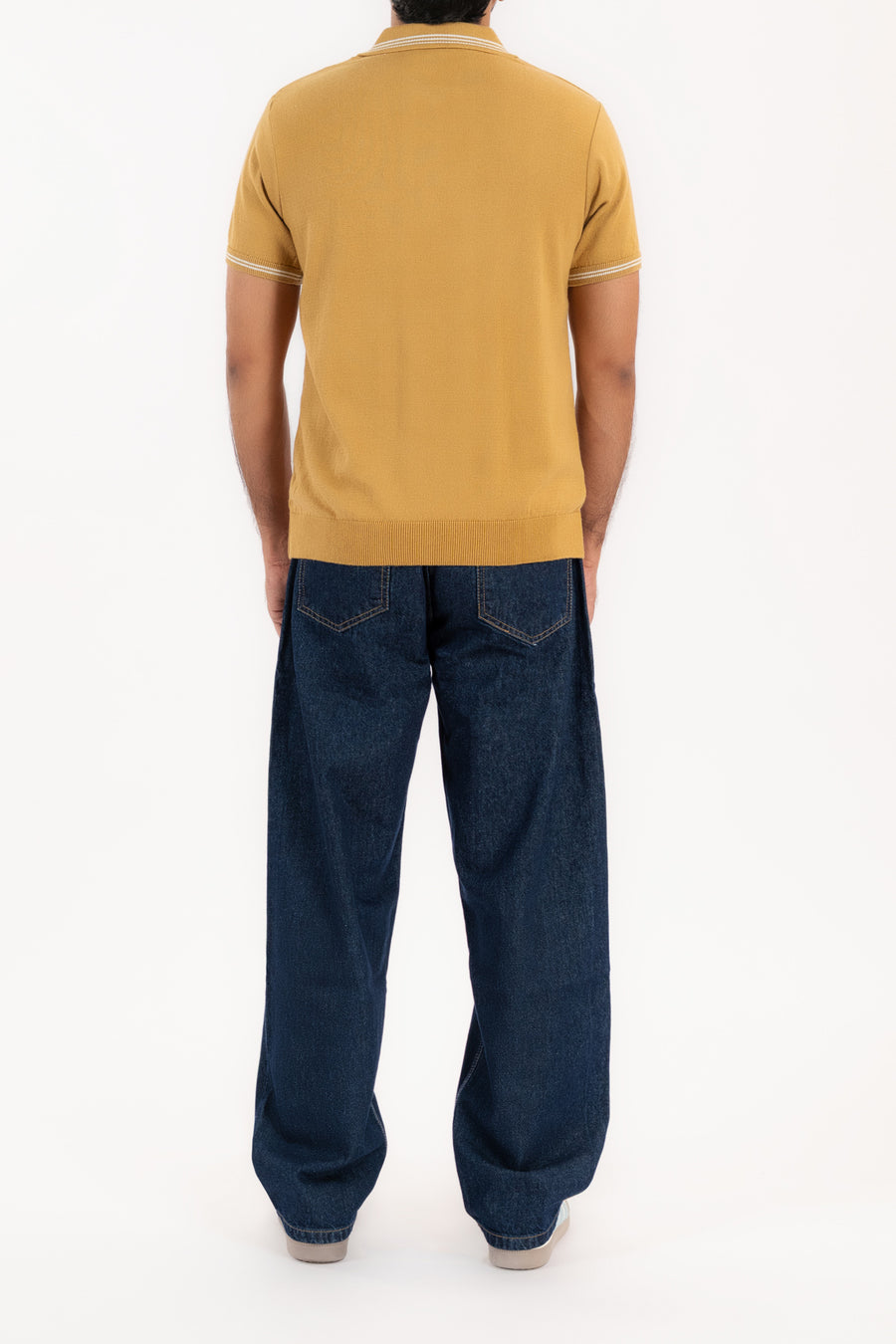 Men's Golden Zip Knit Polo Shirt