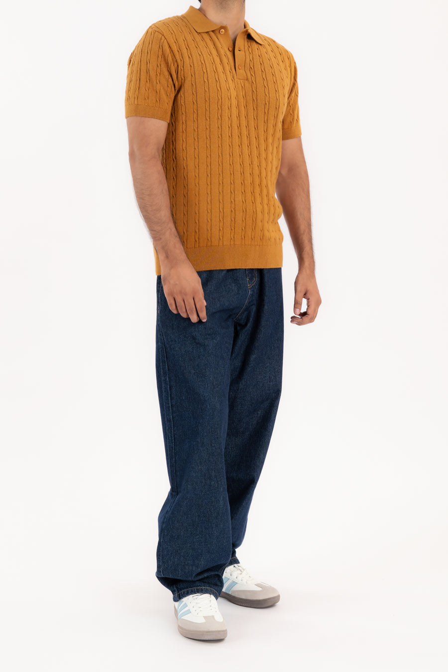Men's Cable Knit Polo Shirt