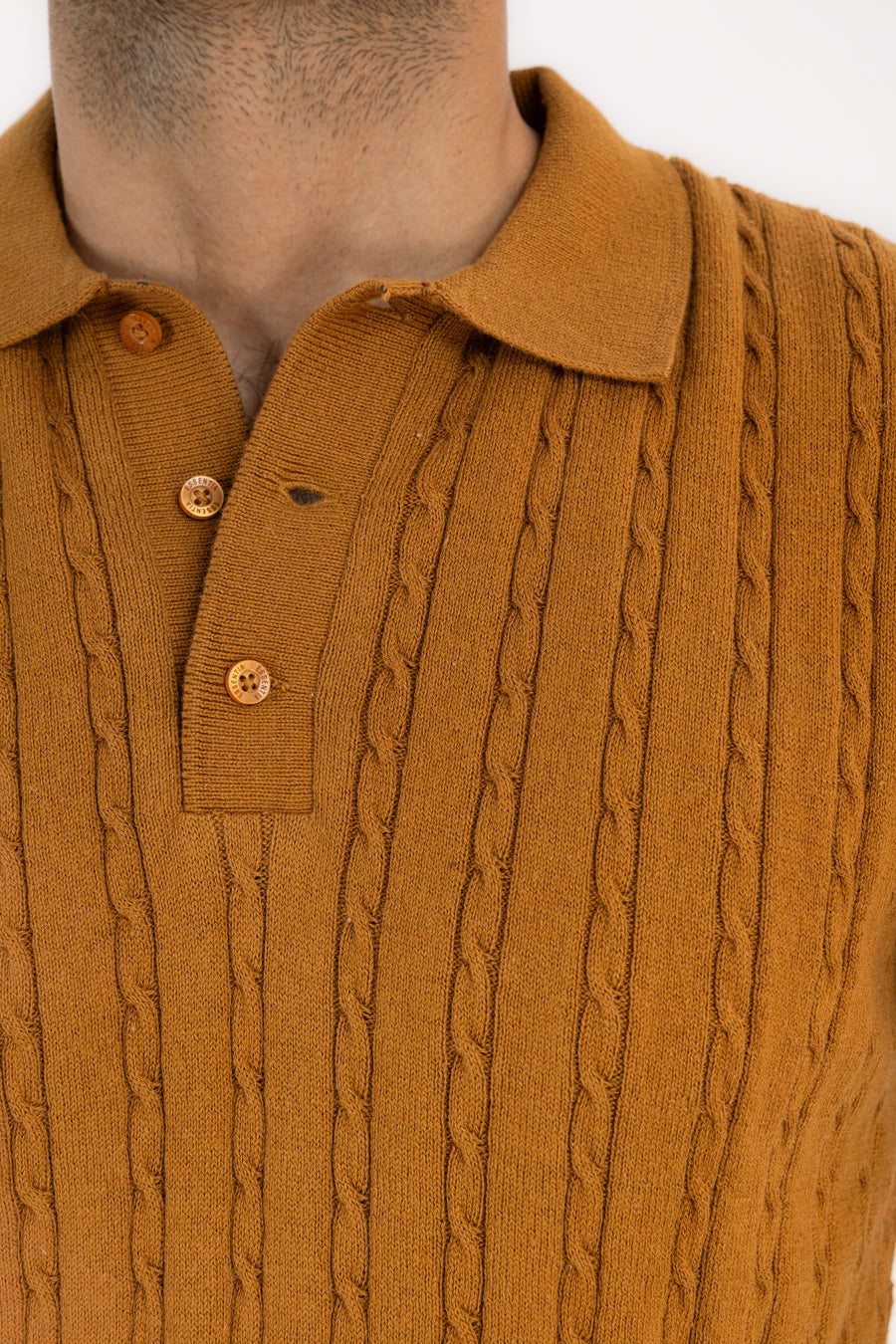Men's Cable Knit Polo Shirt