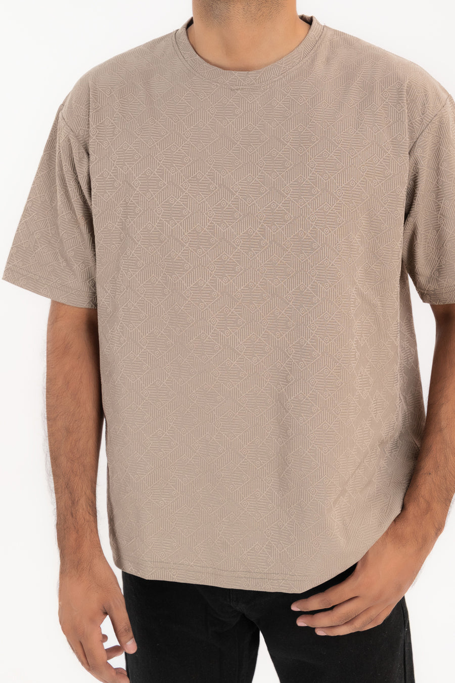 Men's Textured Monogram Oversized T-Shirt