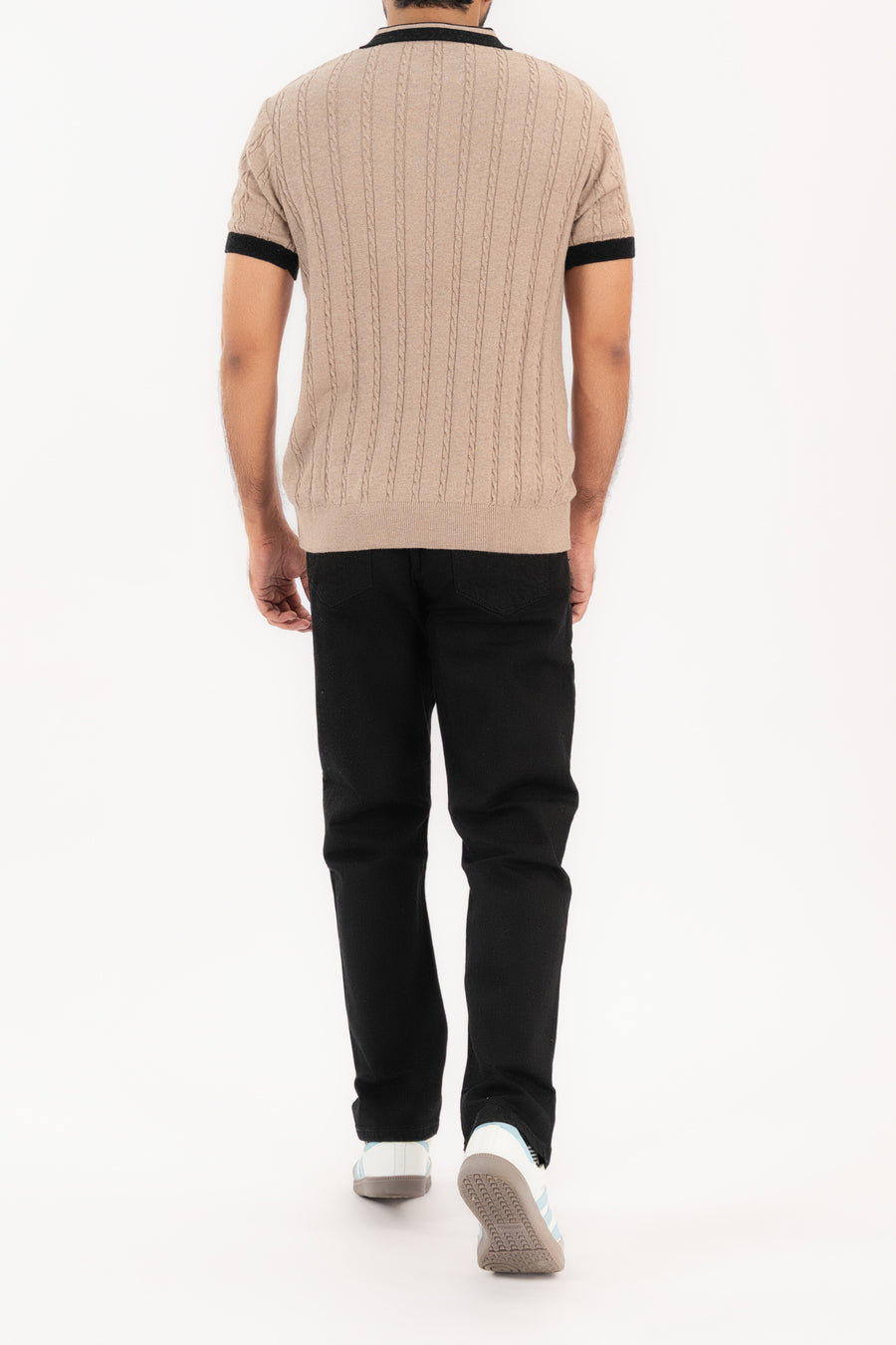 Men's Cable Knit Polo Shirt