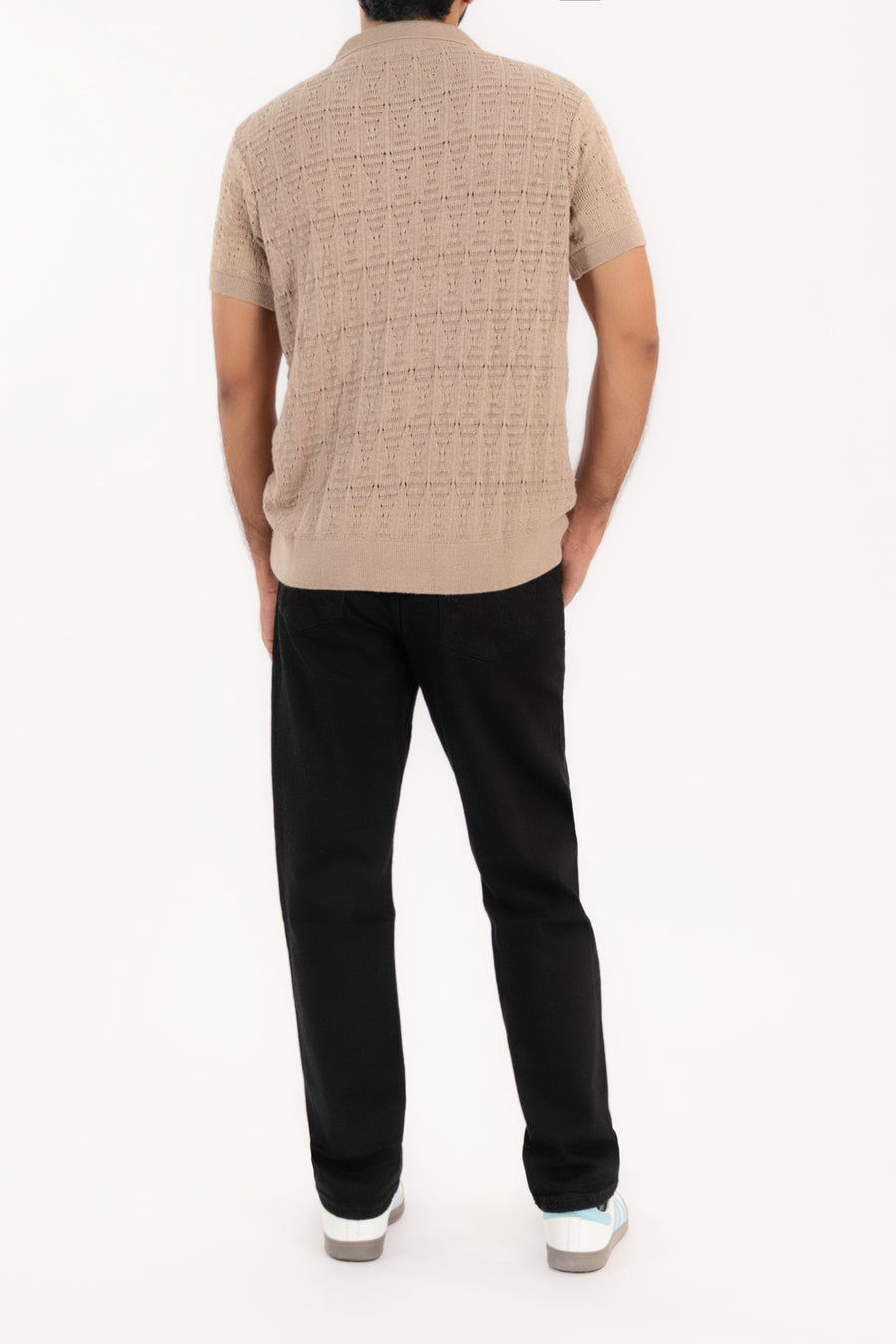 Men's Crochet Knit Camp Shirt