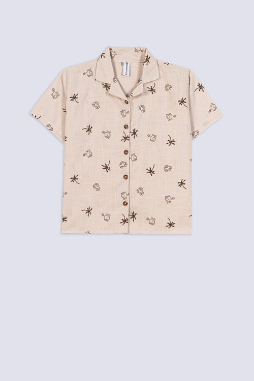 Girl's Holiday Print Camp Top