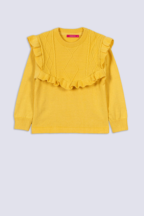 Girl's Ruffle Yoke Sweater