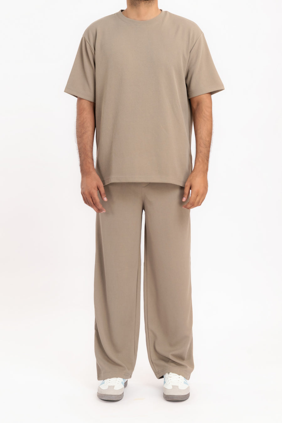 Men's Taupe Textured Oversized T-Shirt