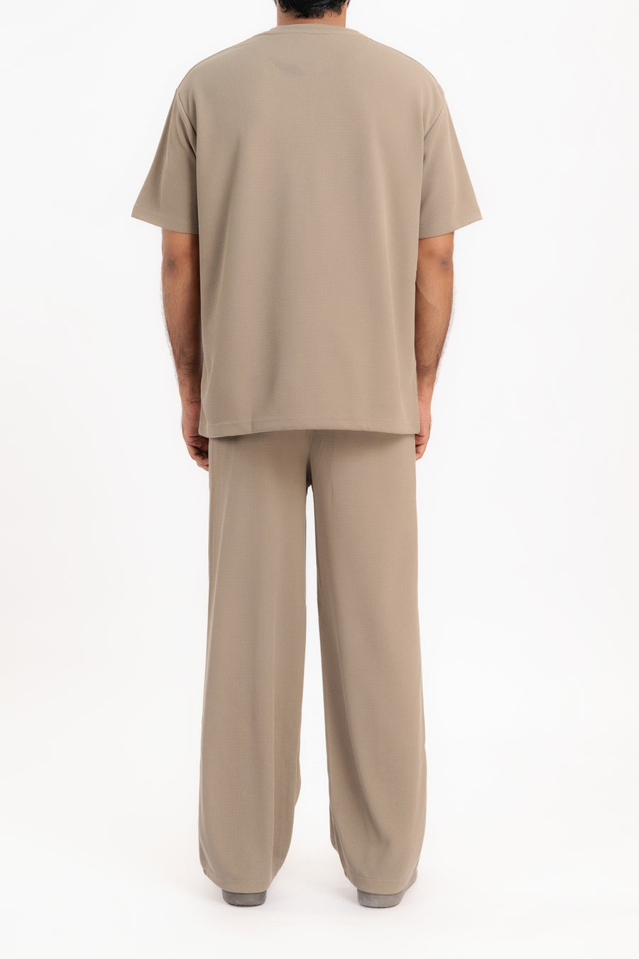 Men's Taupe Textured Oversized T-Shirt