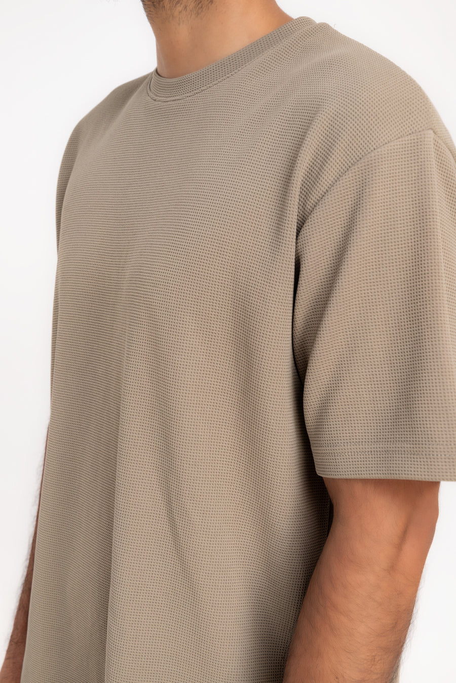 Men's Taupe Textured Oversized T-Shirt