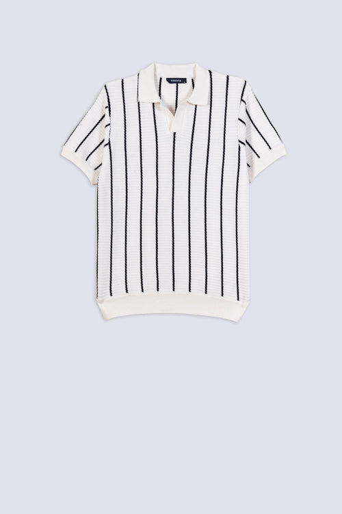 Men's Pinstripe Knit Polo Shirt