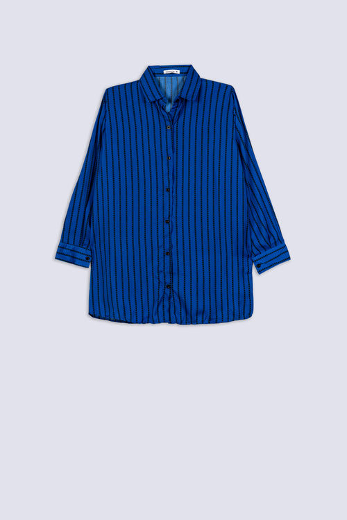 Ladies Chain Stripe Longline Shirt