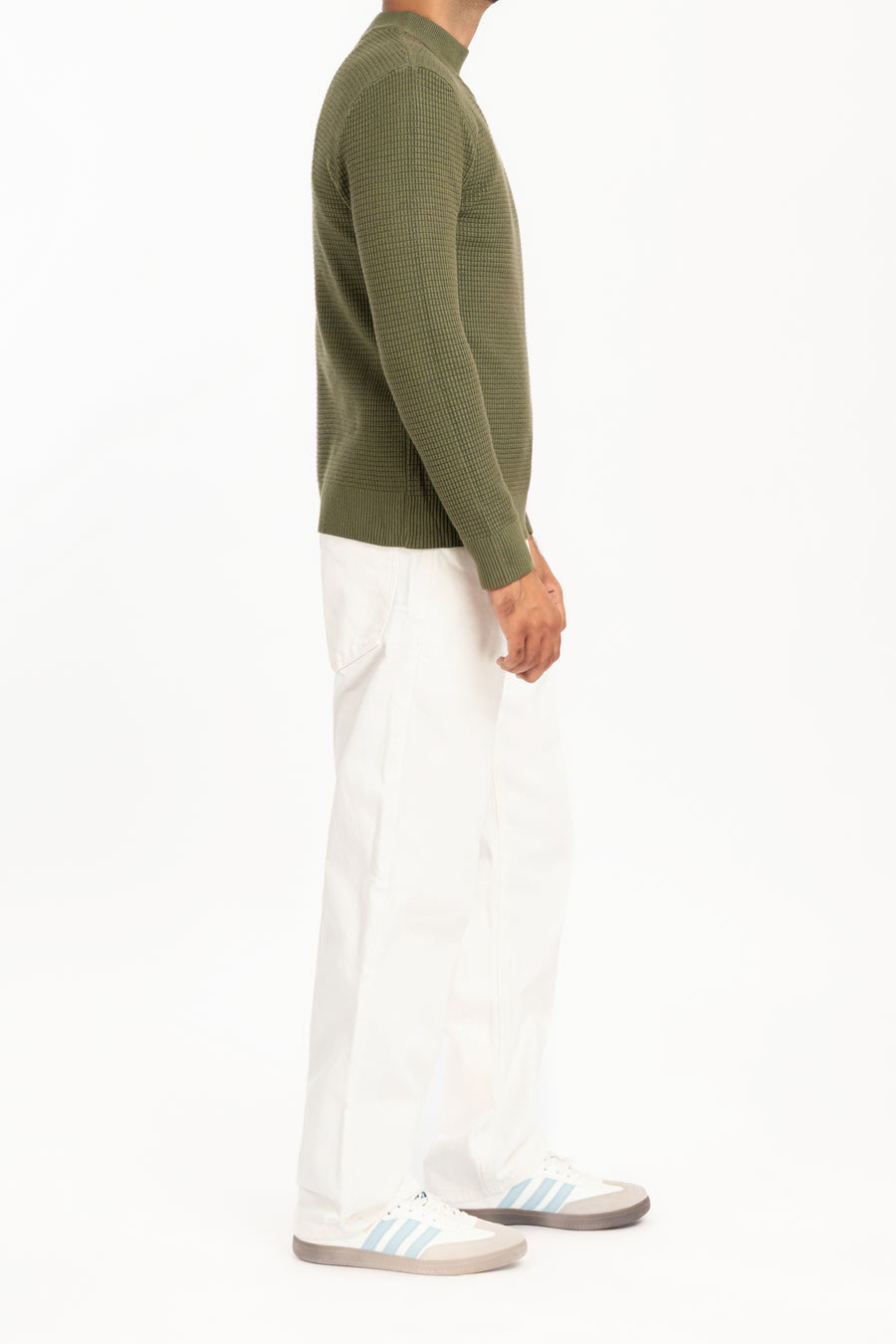 MEN'S WAFFLE KNIT MOCK NECK SWEATER