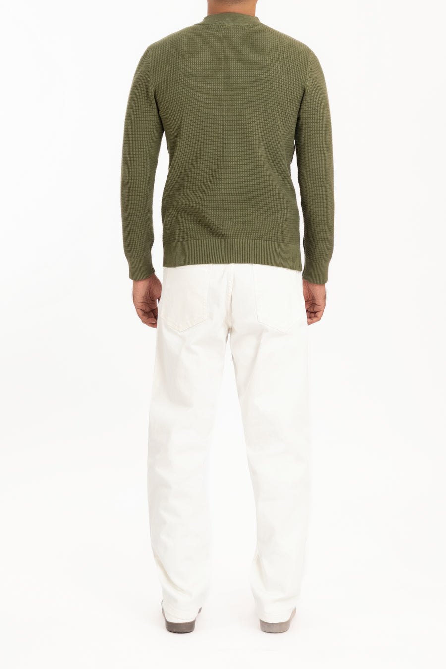 MEN'S WAFFLE KNIT MOCK NECK SWEATER