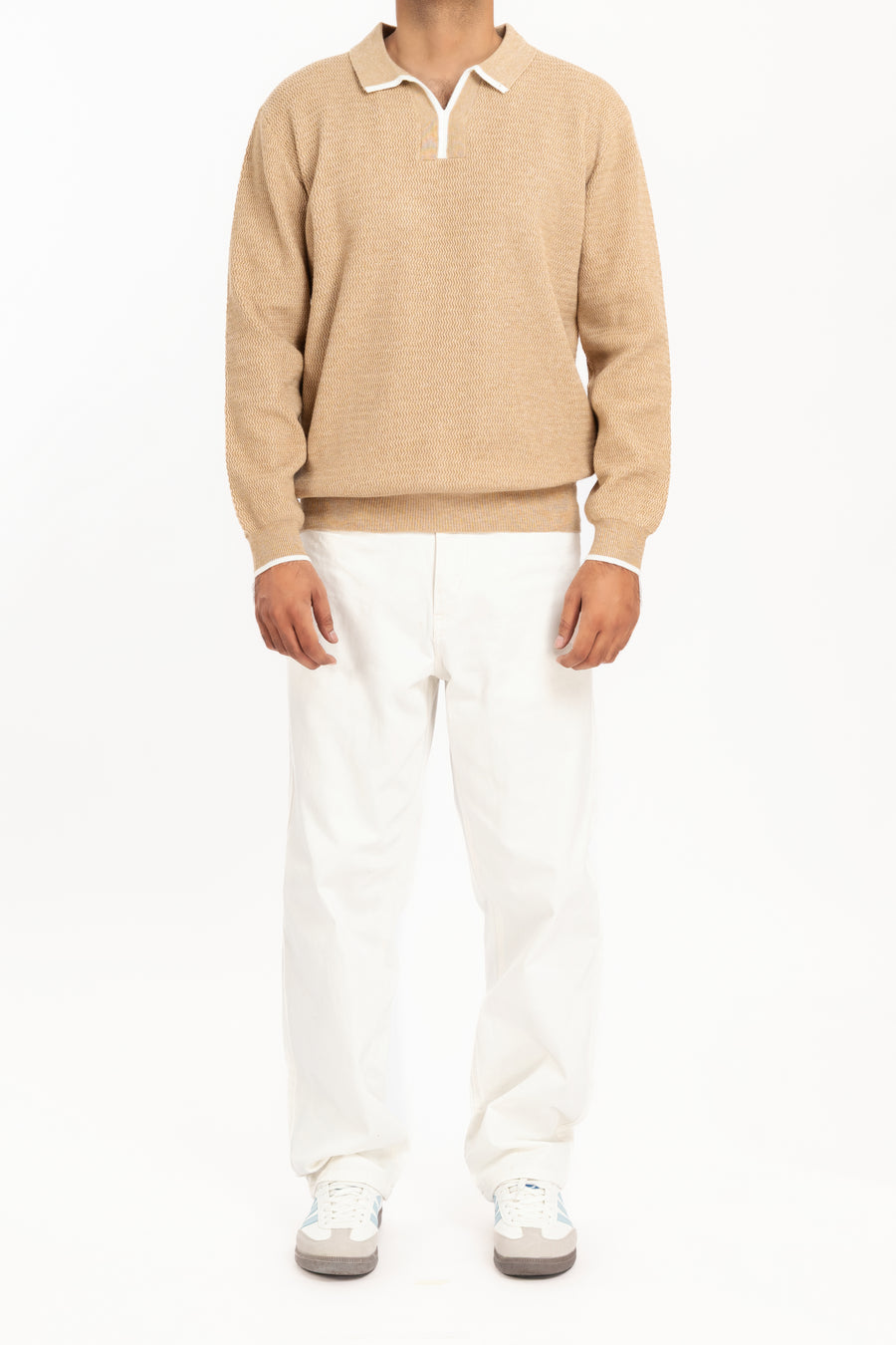 MEN'S WAVE KNIT POLO SWEATER
