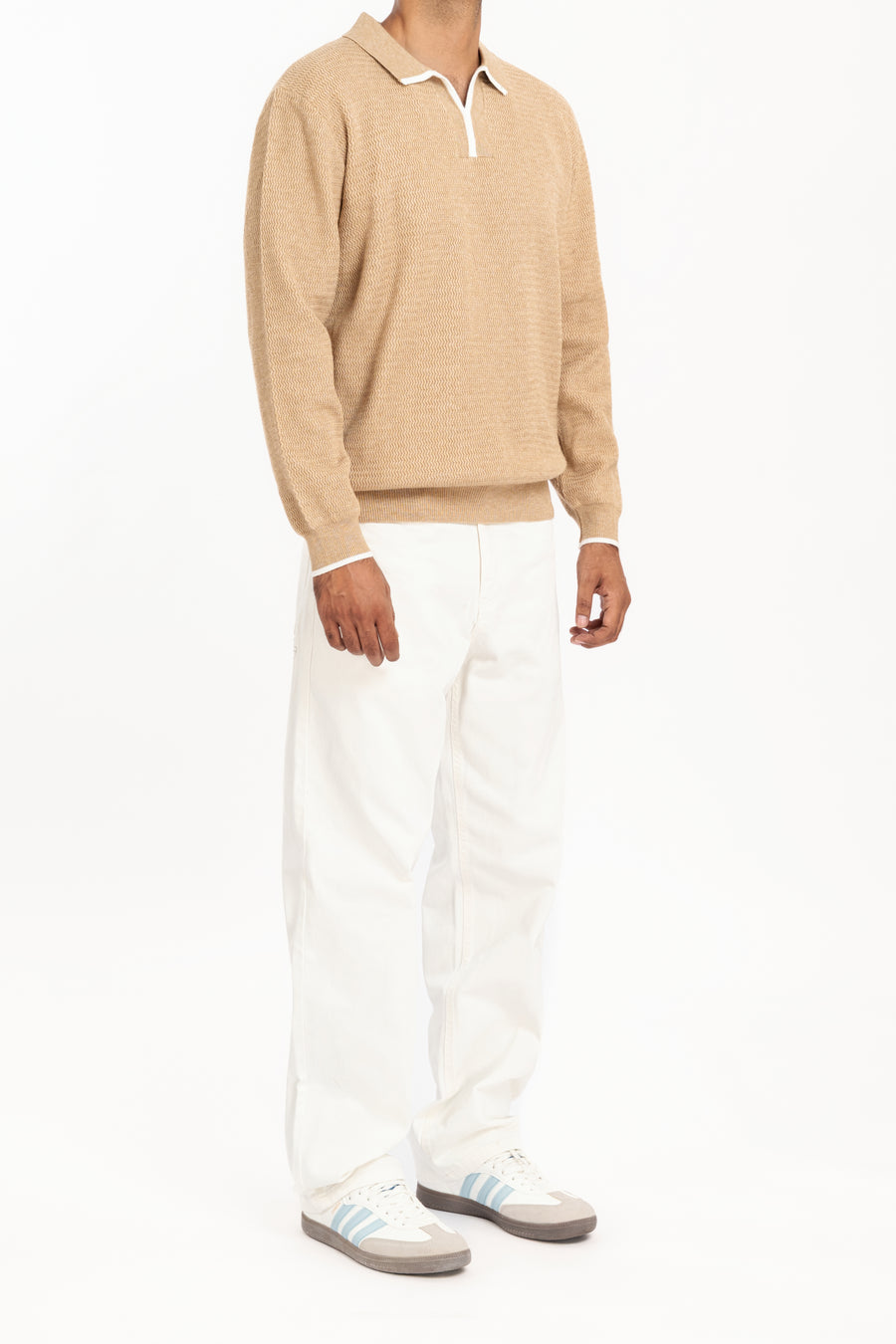 MEN'S WAVE KNIT POLO SWEATER
