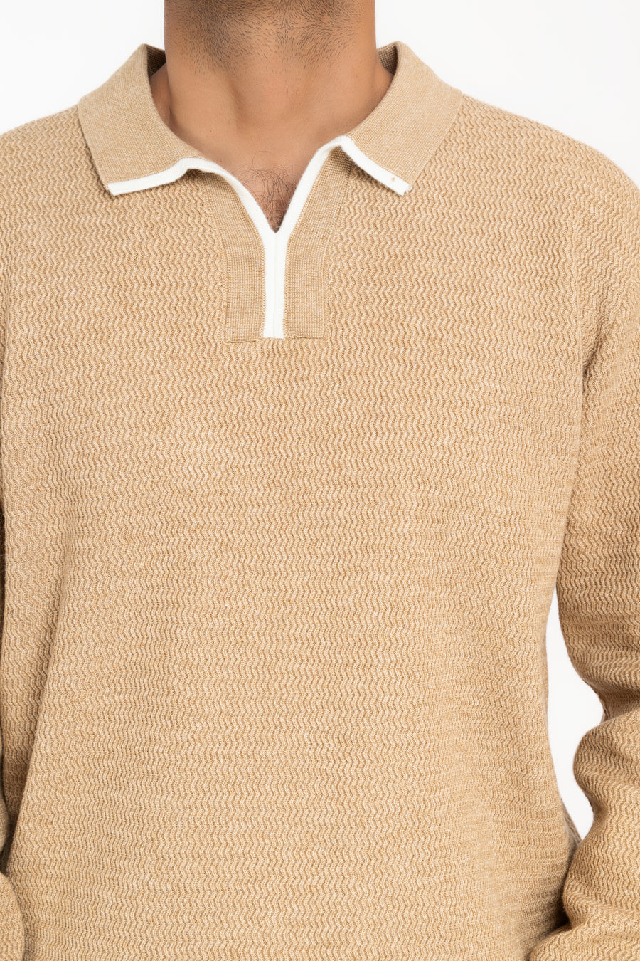 MEN'S WAVE KNIT POLO SWEATER