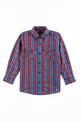 Blue & Maroon Boy's Checked Shirt