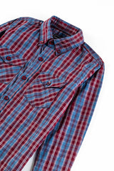 Blue & Maroon Boy's Checked Shirt