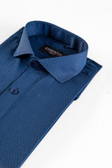 Men's Navy Blue Texture Dress Shirt