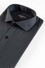 Men's Black Texture Dress Shirt