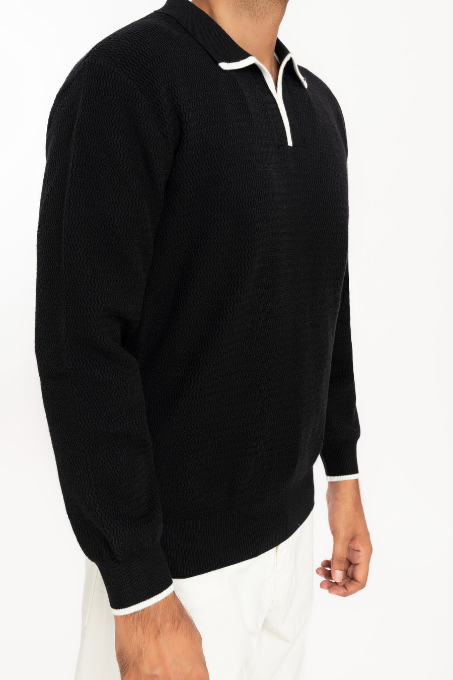 MEN'S WAVE KNIT POLO SWEATER