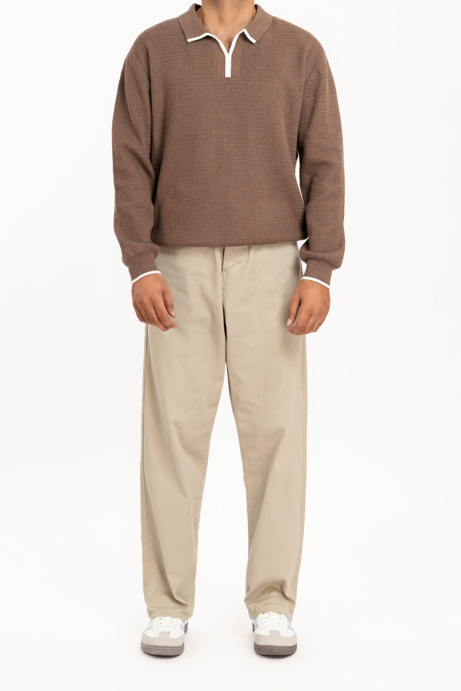 MEN'S WAVE KNIT POLO SWEATER