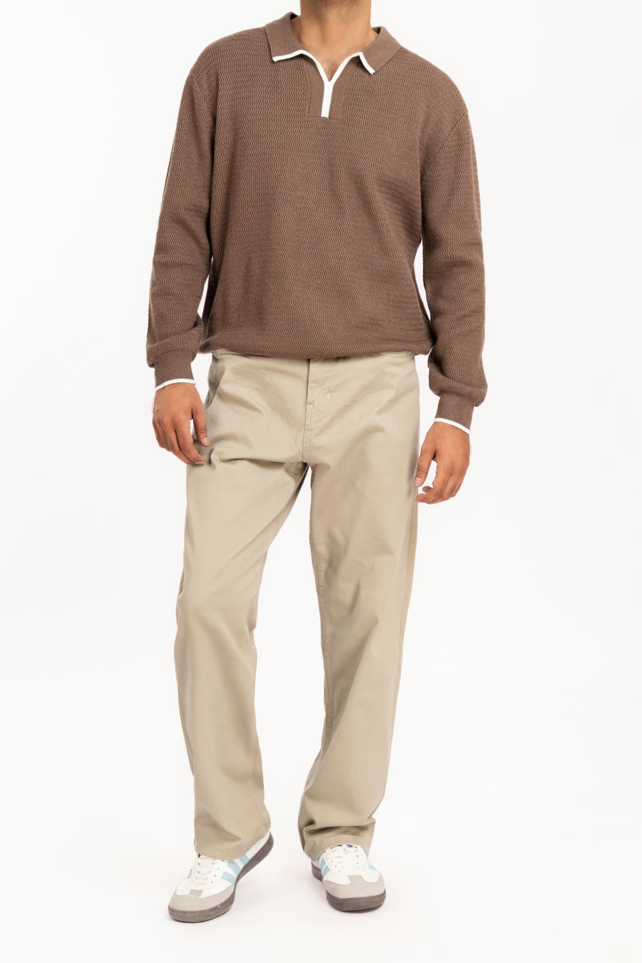 MEN'S WAVE KNIT POLO SWEATER