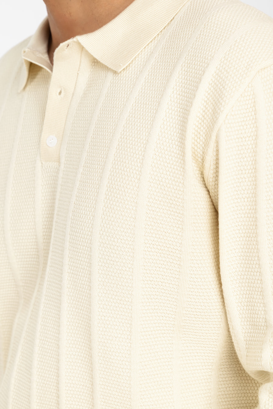 MEN'S TEXTURED STRIPE KNIT POLO SHIRT