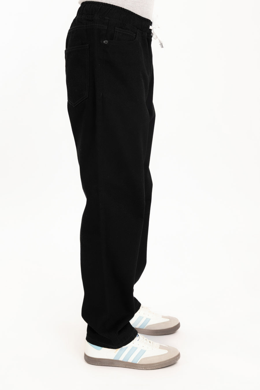 Men's Black Elastic Waist Jean