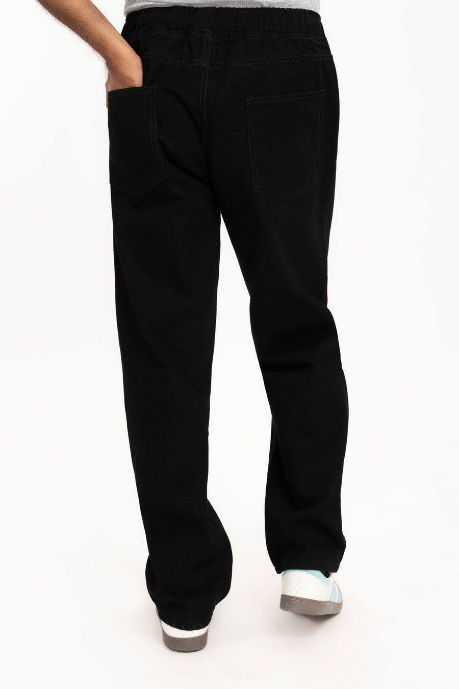 Men's Black Elastic Waist Jean