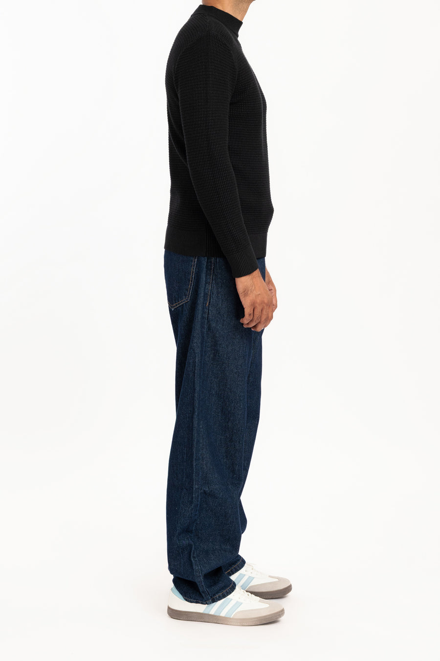 MEN'S WAFFLE KNIT MOCK NECK SWEATER